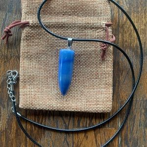 Blue Aventurine Crystal Pendant Mens Crystal Necklace Unisex Aventurine Necklace